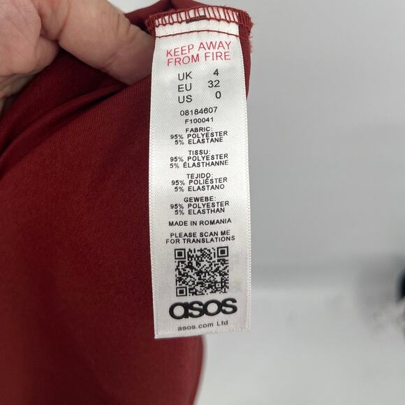 Asos Maxi Wrap Satin Skirt Sz 0 Rust Y2K Minimalist Formal Bias Sleek Modern - Picture 11 of 12